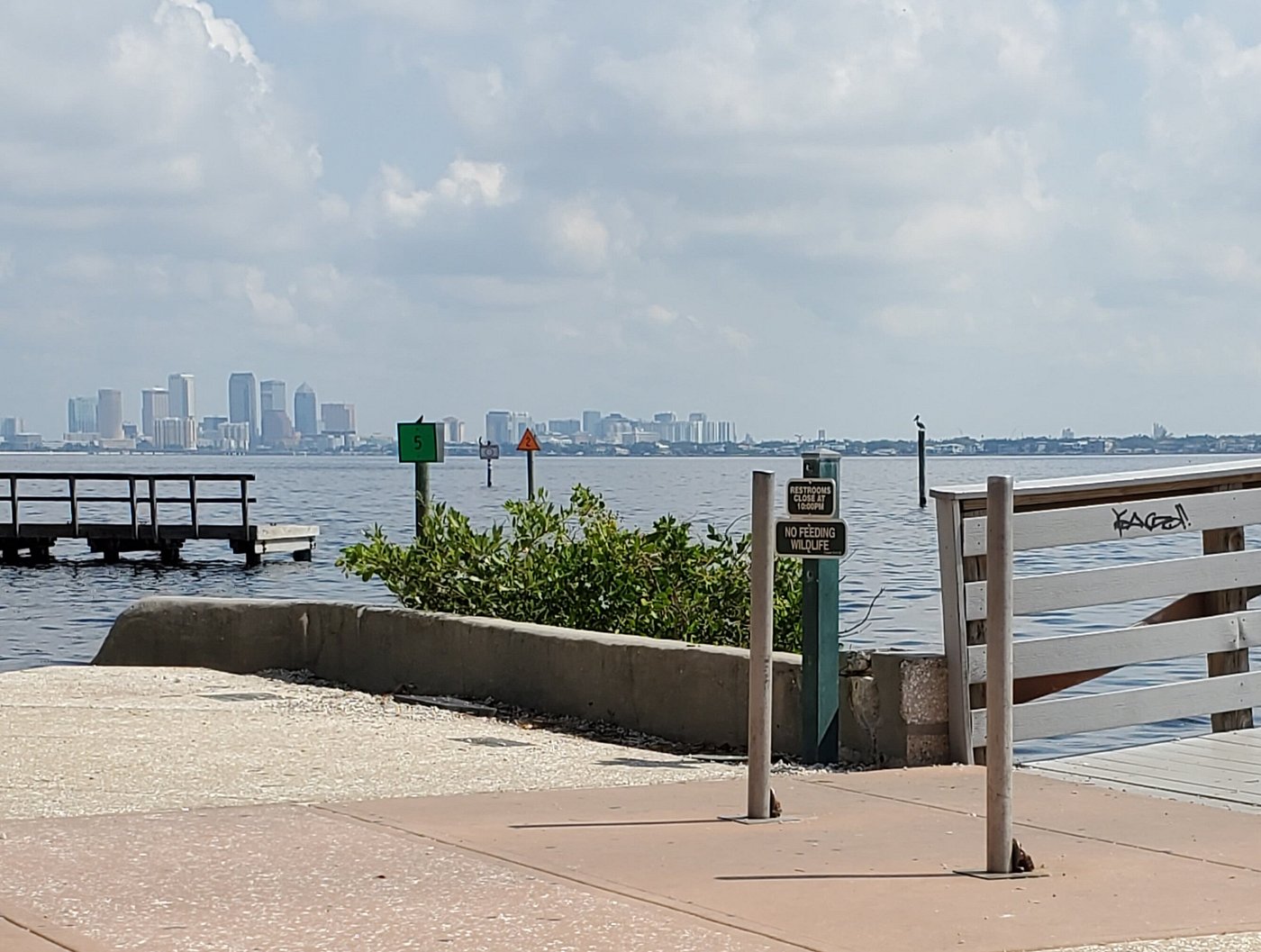 Boat ramp and Tampa skyline viewed from Ballast Point Park