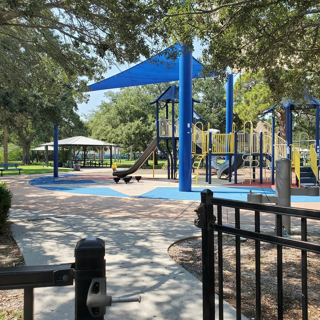 Shaded playground structure at Ballast Point Park